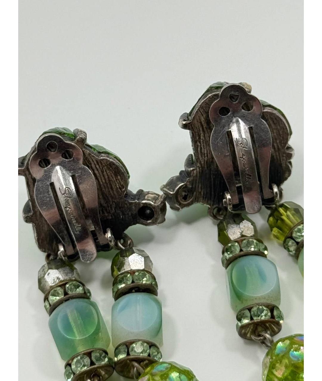 SCHIAPARELLI Зеленые металлические клипсы, фото 5
