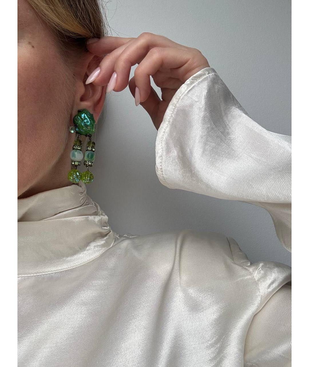 SCHIAPARELLI Зеленые металлические клипсы, фото 2