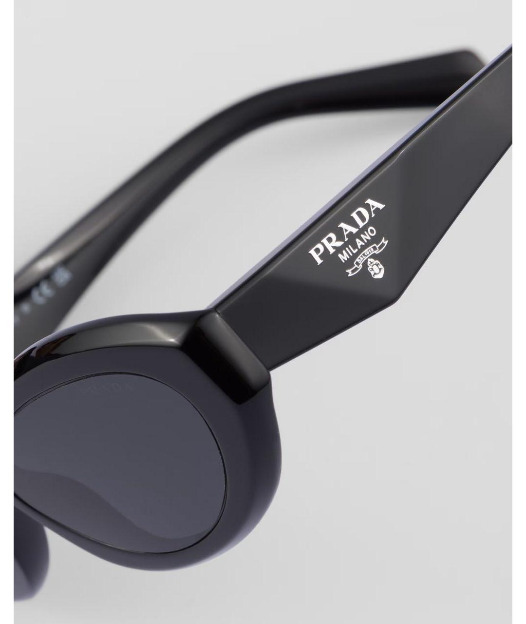 PRADA Черные пластиковые солнцезащитные очки, фото 3