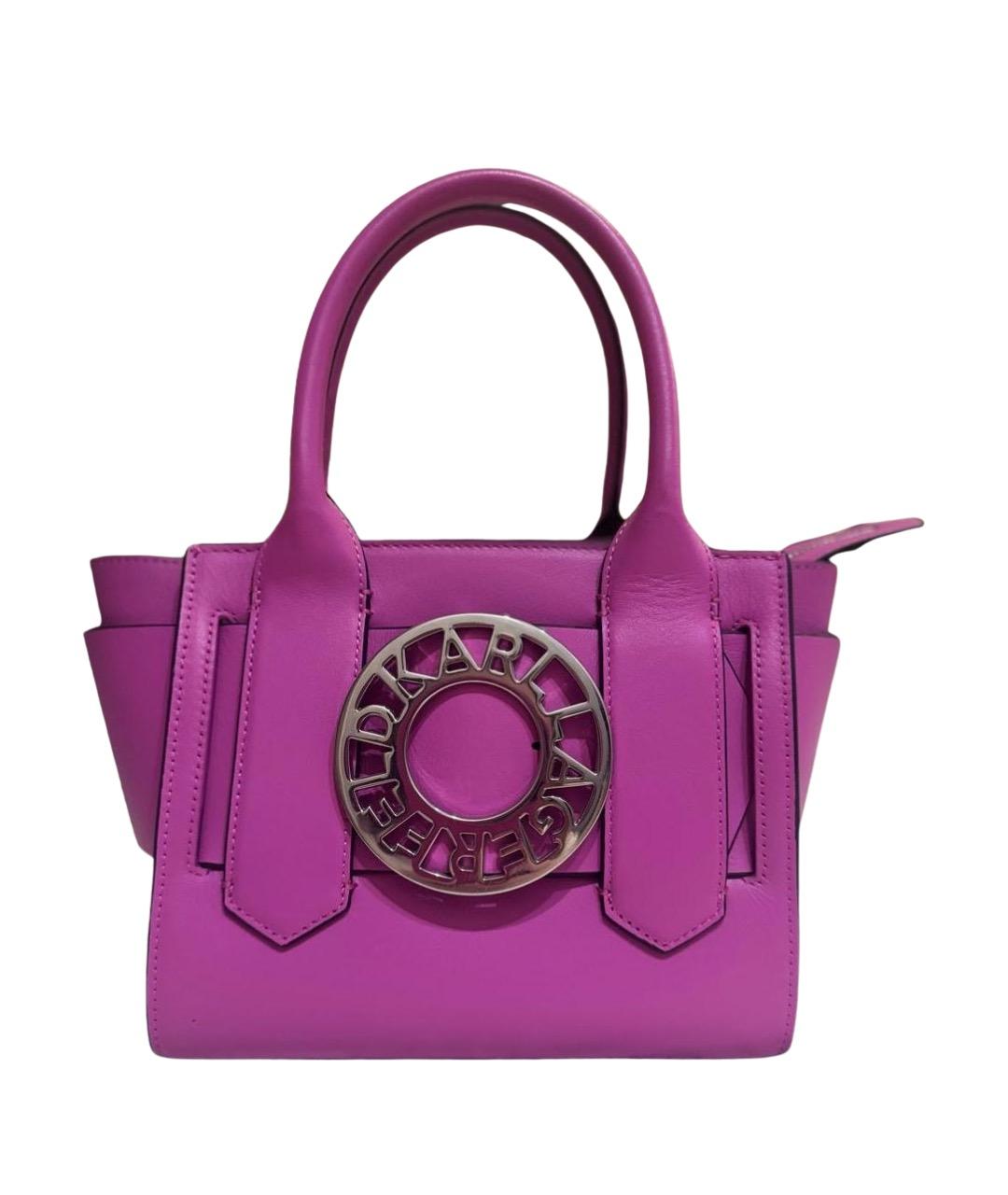 KARL LAGERFELD Фуксия кожаная сумка с короткими ручками, фото 1