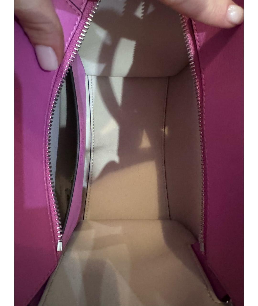 KARL LAGERFELD Фуксия кожаная сумка с короткими ручками, фото 4