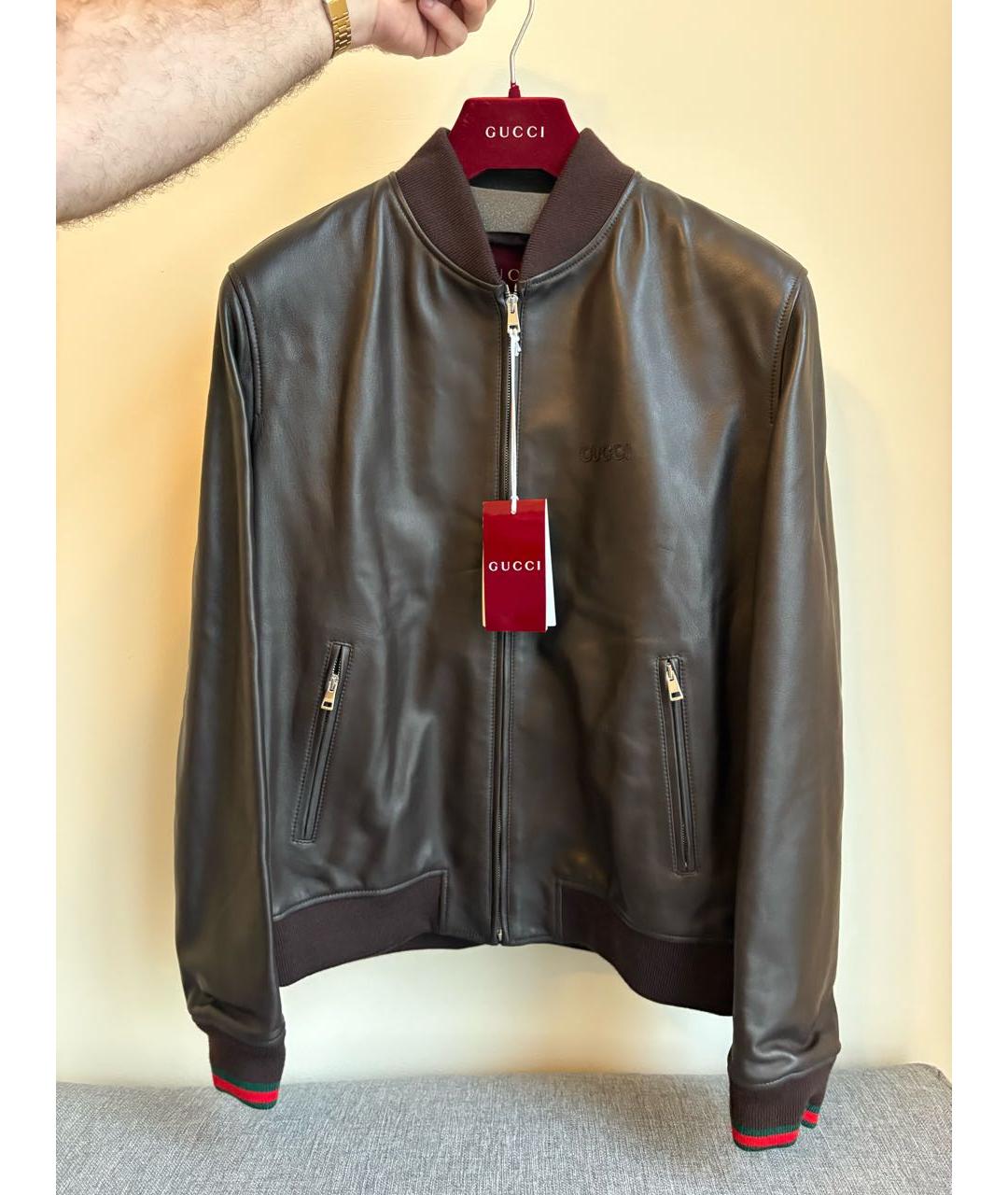 GUCCI Коричневая кожаная куртка, фото 5