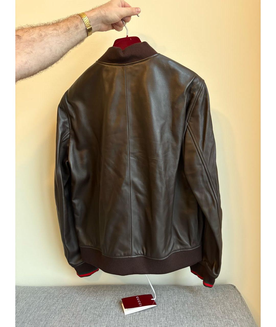 GUCCI Коричневая кожаная куртка, фото 2