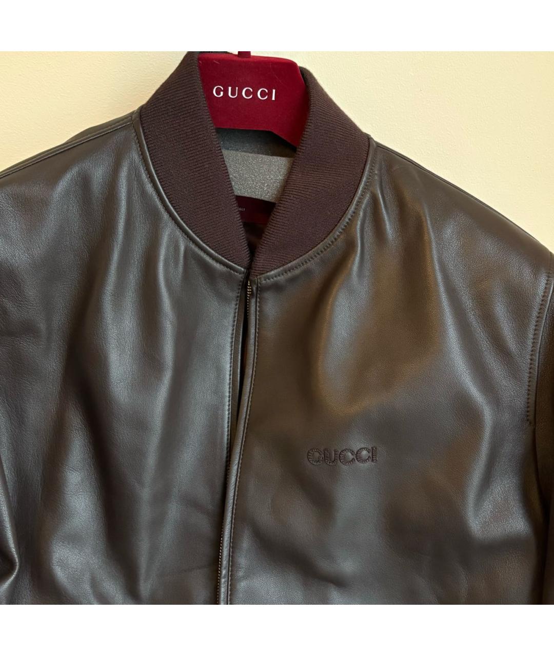 GUCCI Коричневая кожаная куртка, фото 4