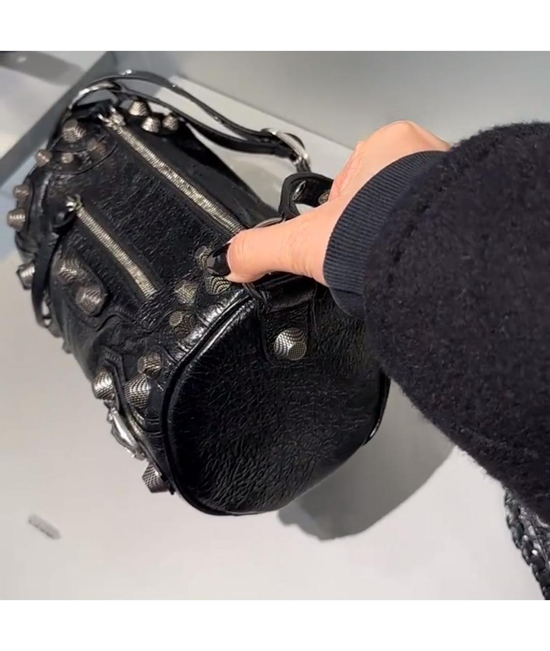 BALENCIAGA Черная кожаная сумка через плечо, фото 6
