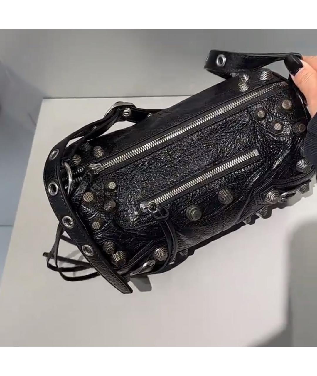 BALENCIAGA Черная кожаная сумка через плечо, фото 5