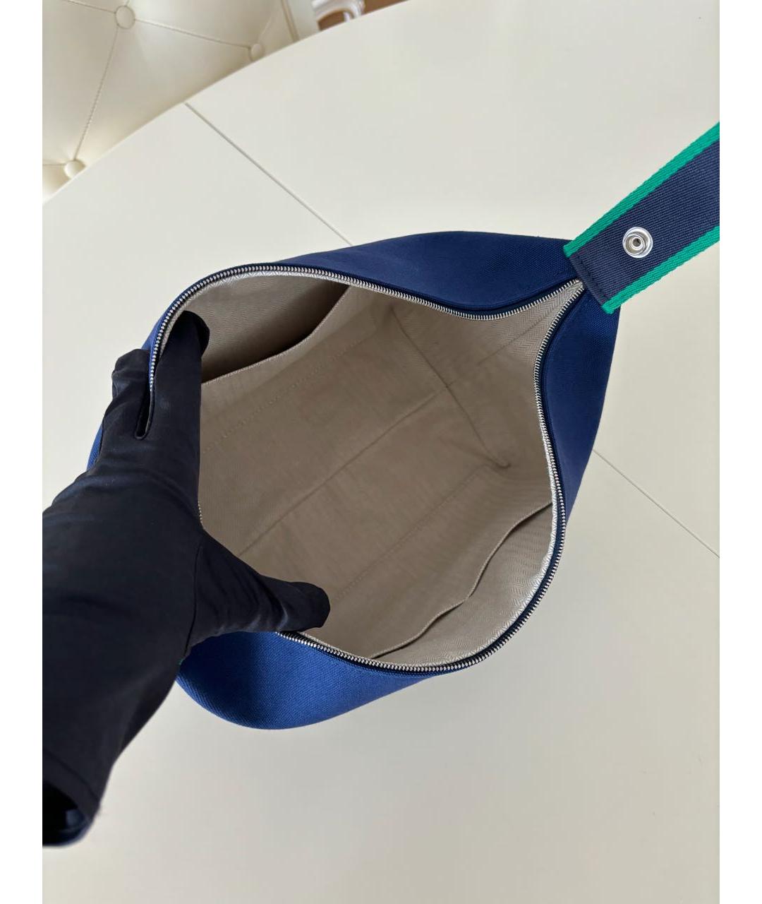 HERMES Синяя тканевая косметичка, фото 5