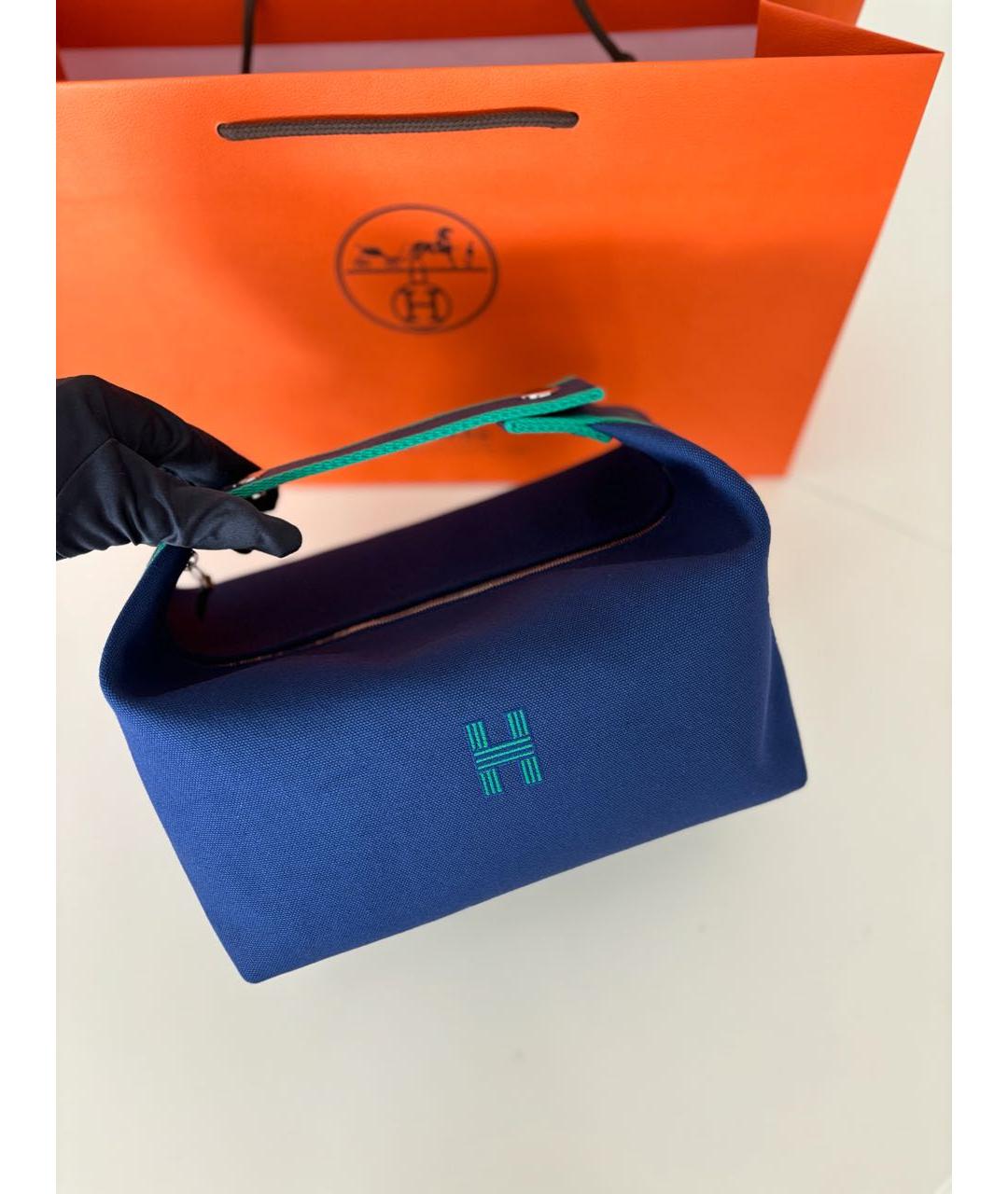 HERMES Синяя тканевая косметичка, фото 2