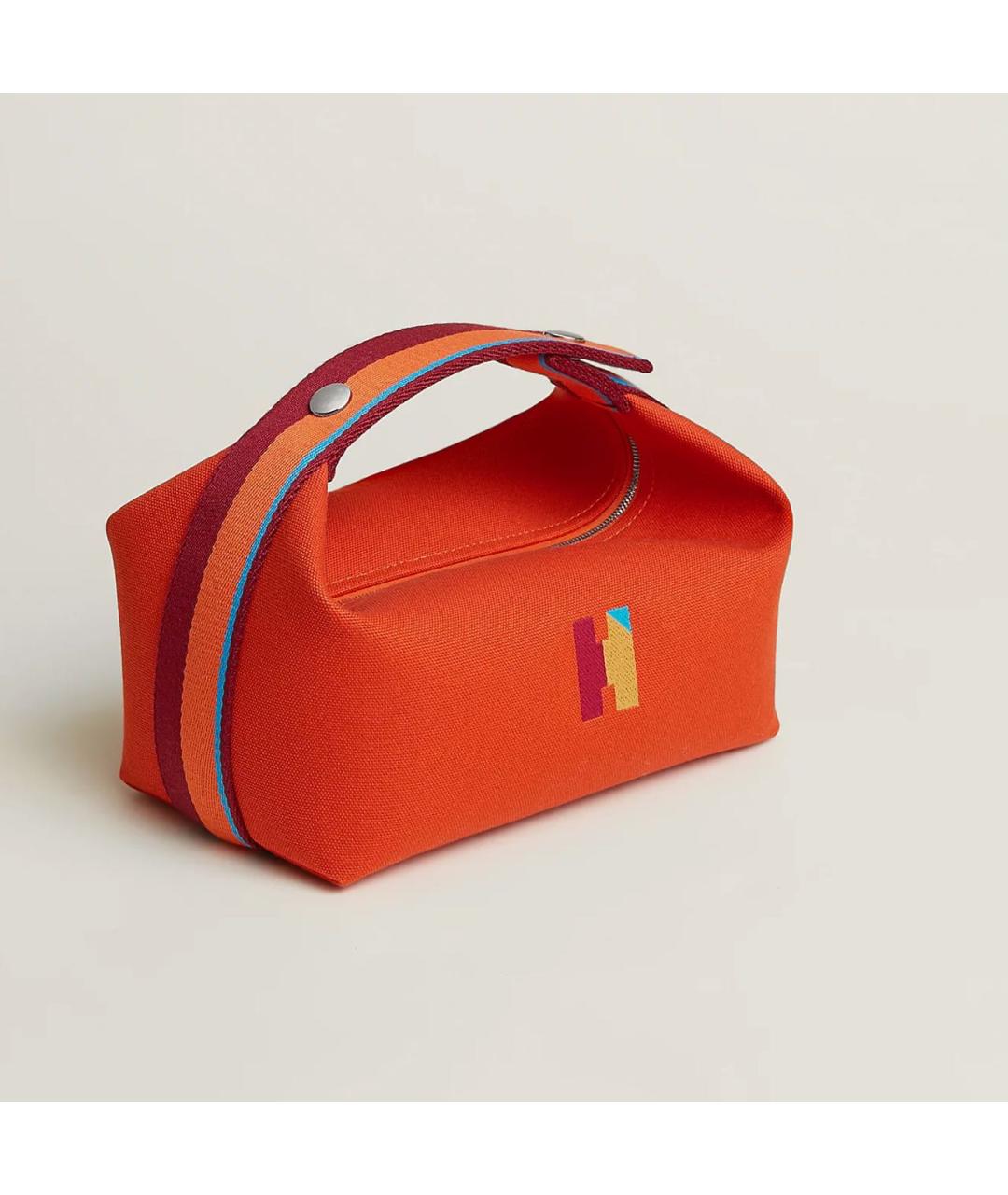 HERMES Оранжевая тканевая косметичка, фото 9
