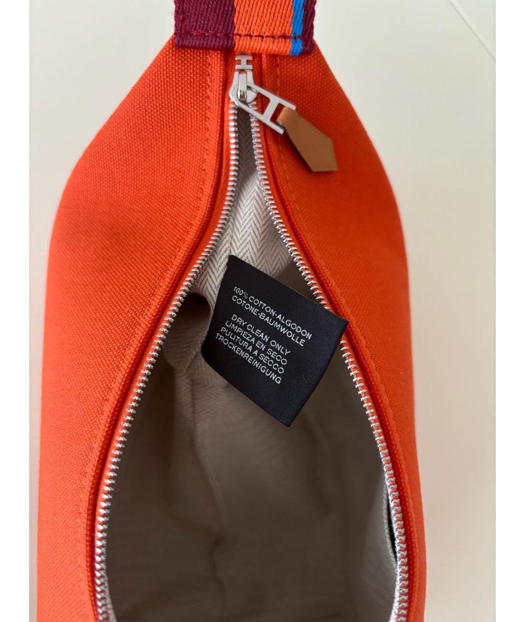 HERMES Оранжевая тканевая косметичка, фото 8