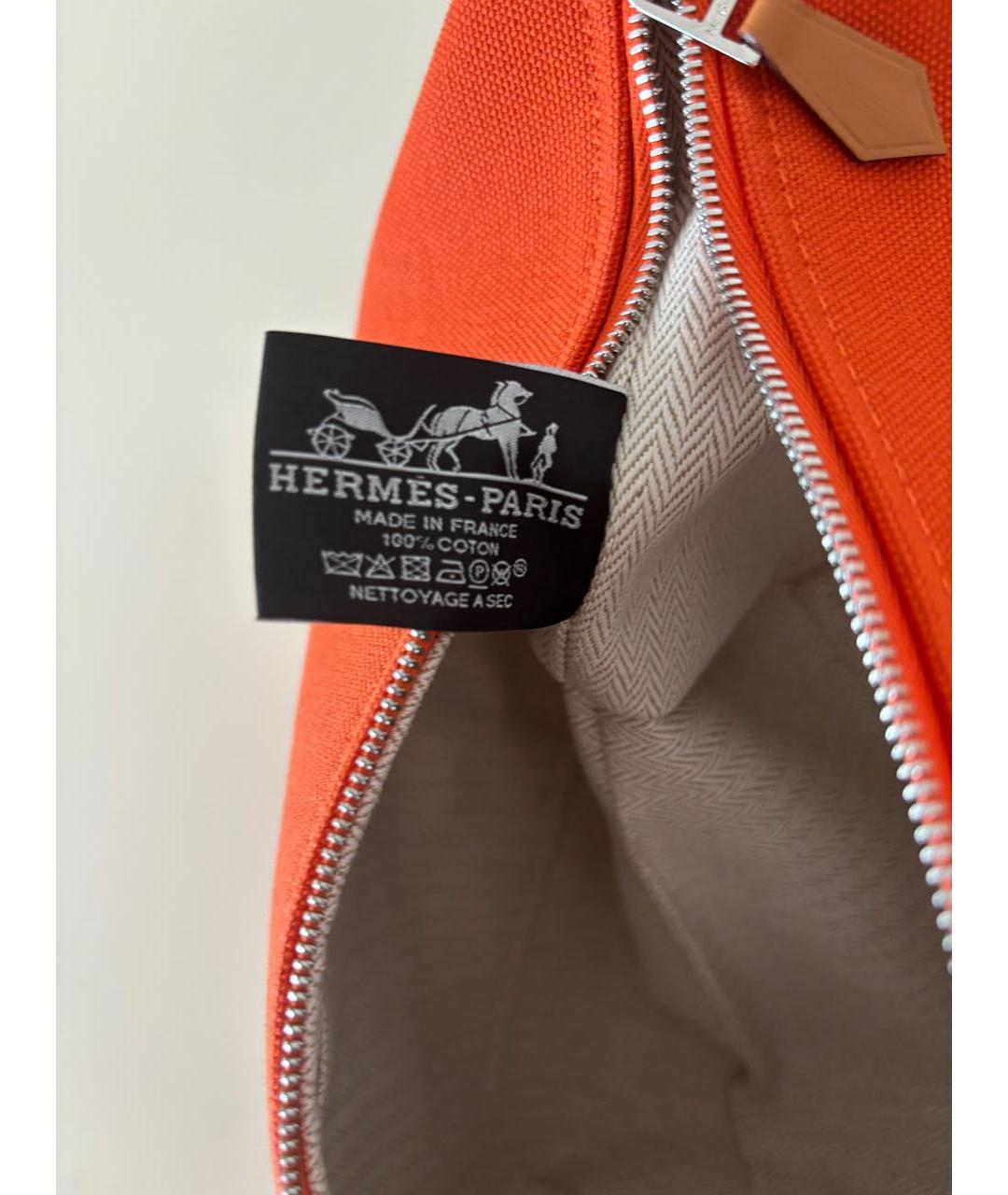 HERMES Оранжевая тканевая косметичка, фото 7