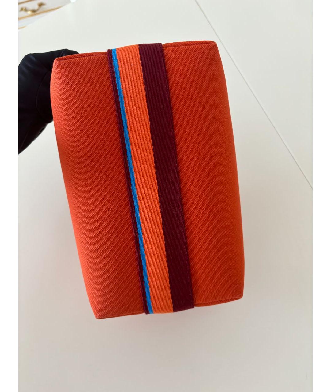 HERMES Оранжевая тканевая косметичка, фото 4