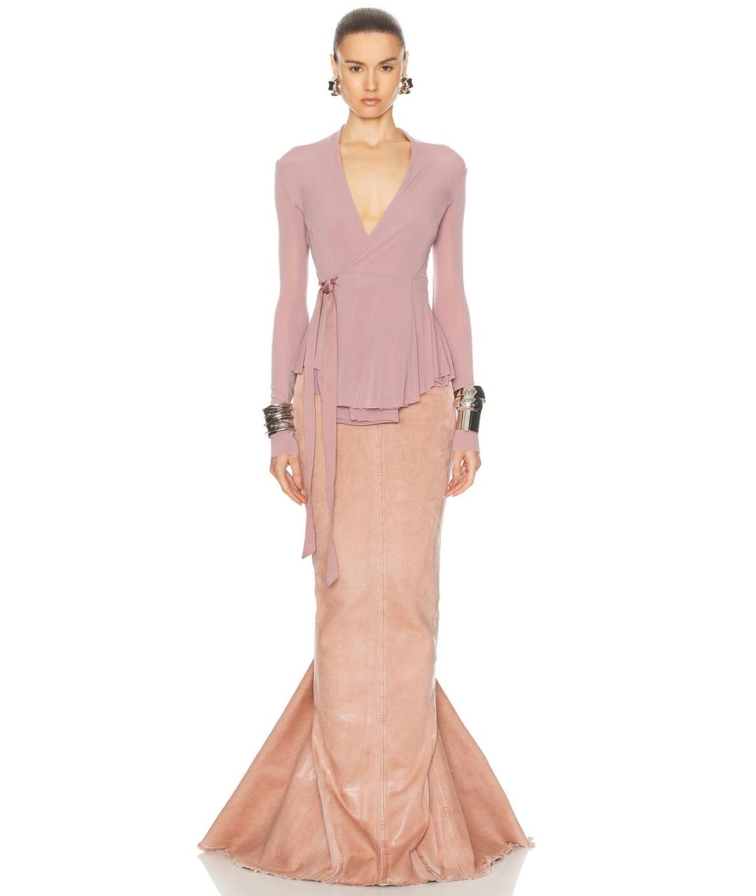 RICK OWENS Коралловая хлопко-эластановая юбка макси, фото 5