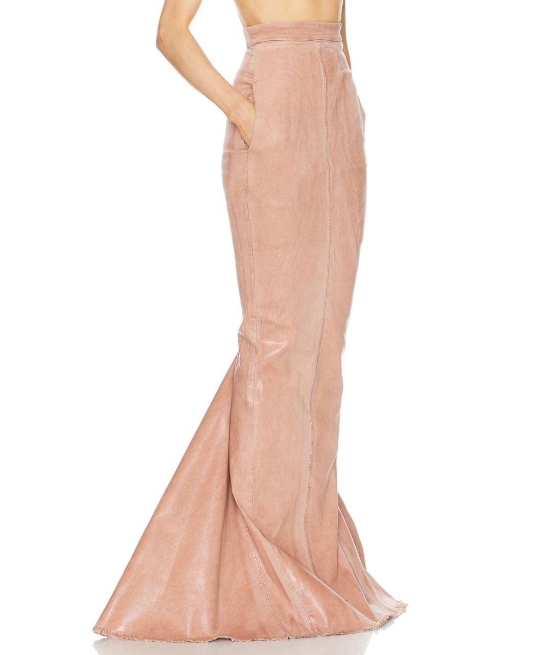RICK OWENS Коралловая хлопко-эластановая юбка макси, фото 3