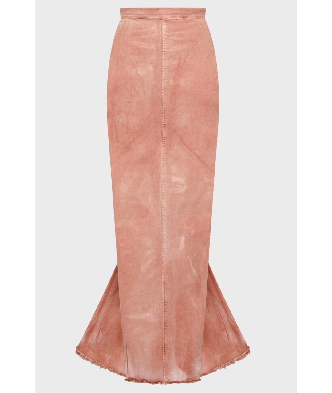 RICK OWENS Коралловая хлопко-эластановая юбка макси, фото 7