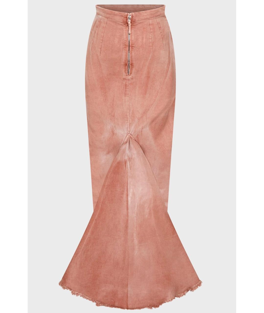 RICK OWENS Коралловая хлопко-эластановая юбка макси, фото 6