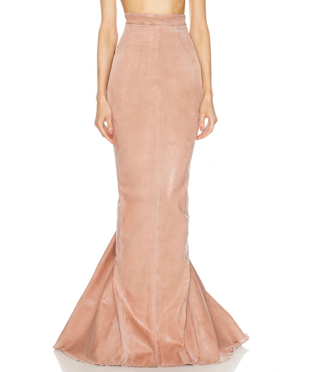 RICK OWENS Коралловая хлопко-эластановая юбка макси, фото 2