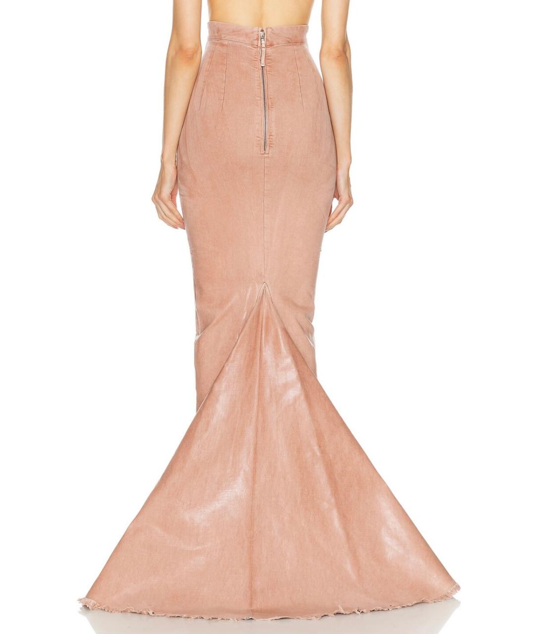 RICK OWENS Коралловая хлопко-эластановая юбка макси, фото 4
