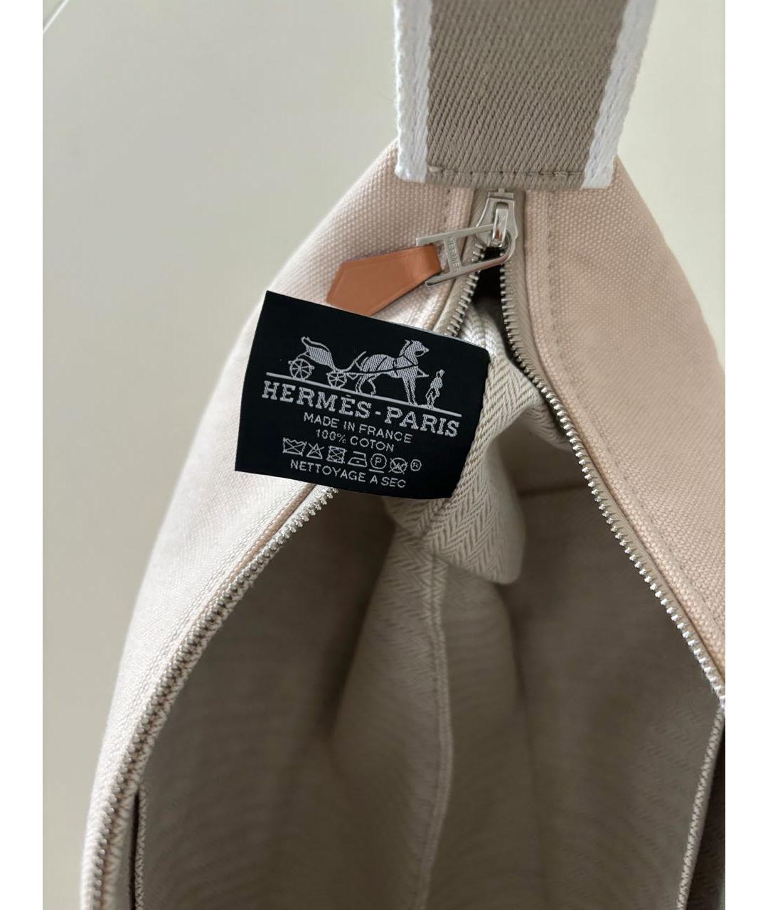 HERMES Бежевая тканевая косметичка, фото 8