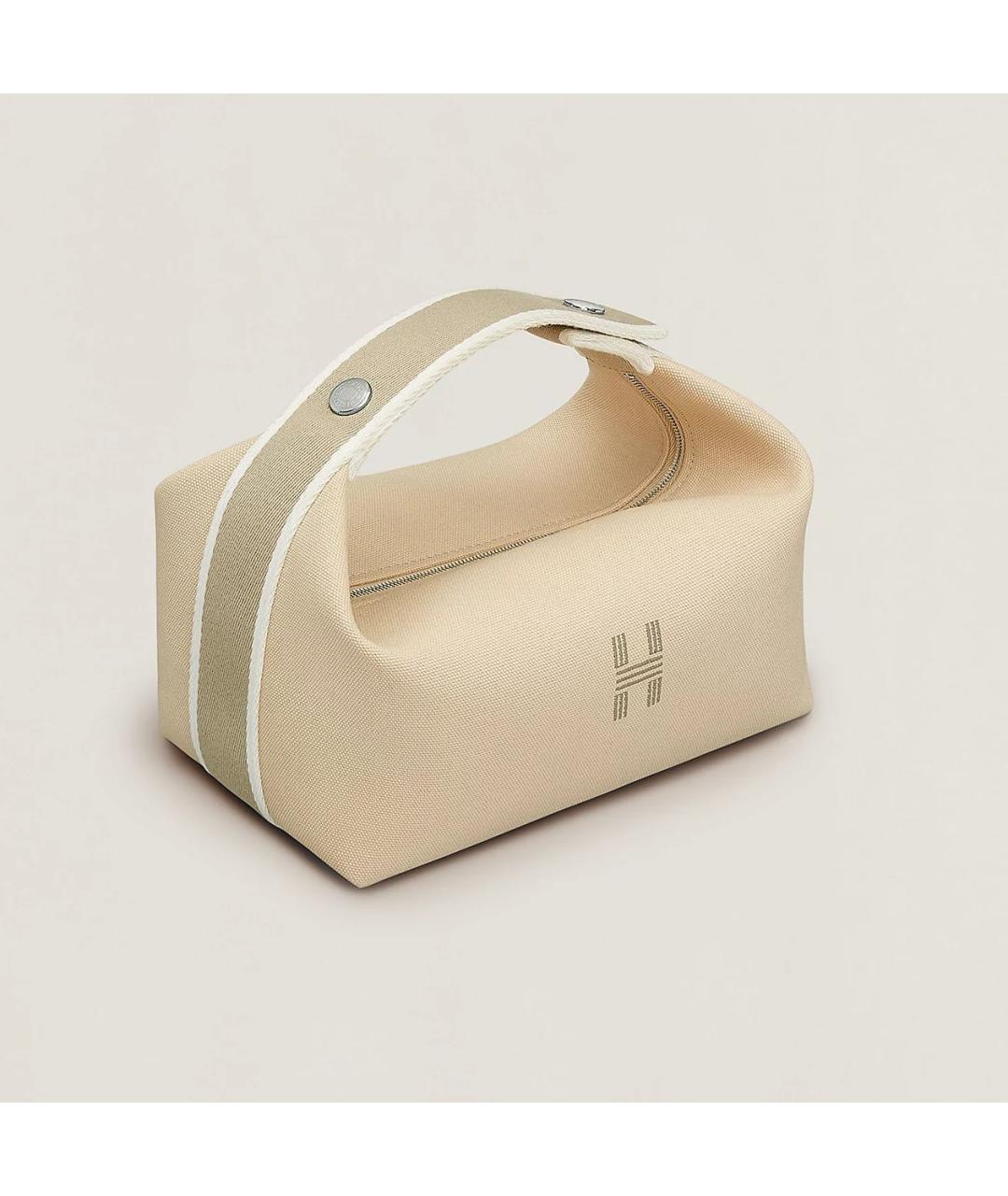 HERMES Бежевая тканевая косметичка, фото 9