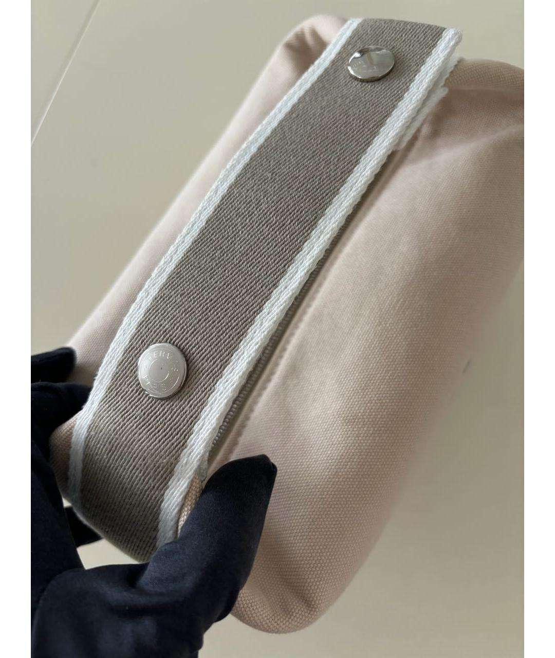 HERMES Бежевая тканевая косметичка, фото 5