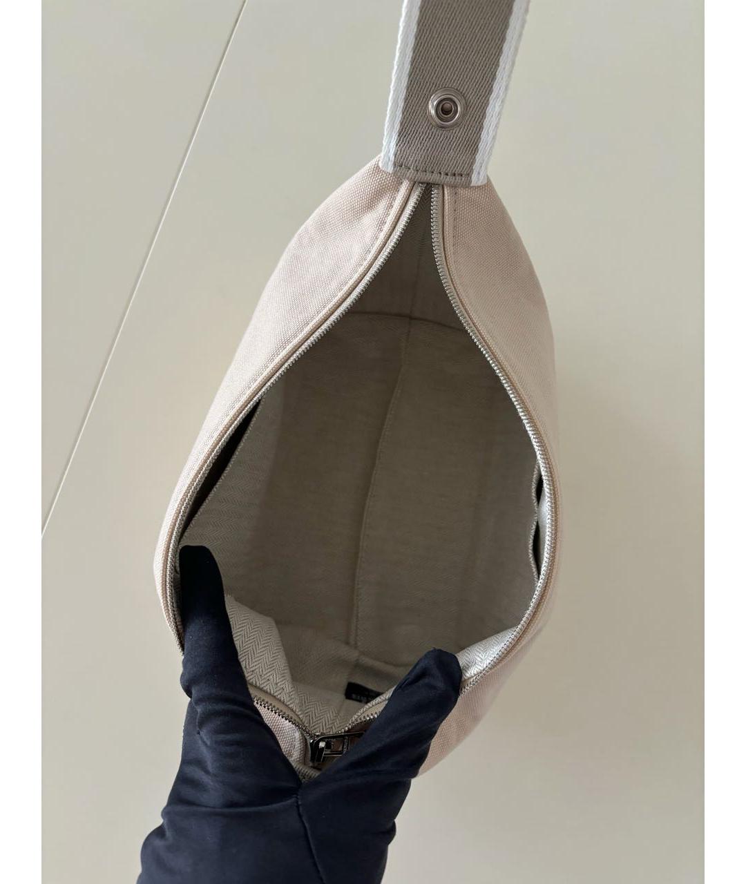 HERMES Бежевая тканевая косметичка, фото 7