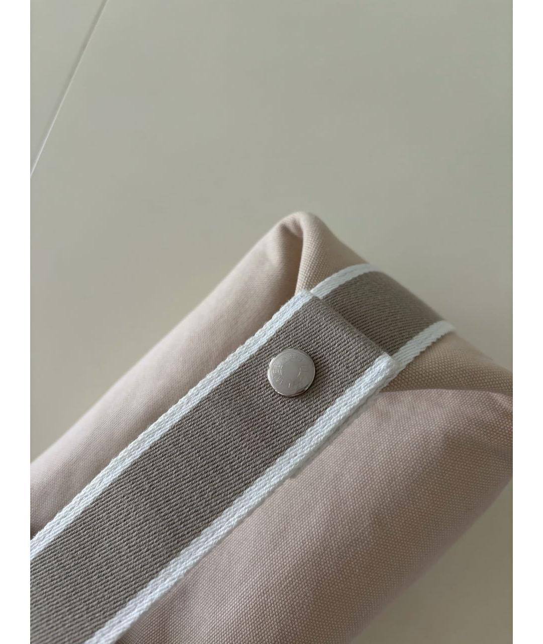 HERMES Бежевая тканевая косметичка, фото 6