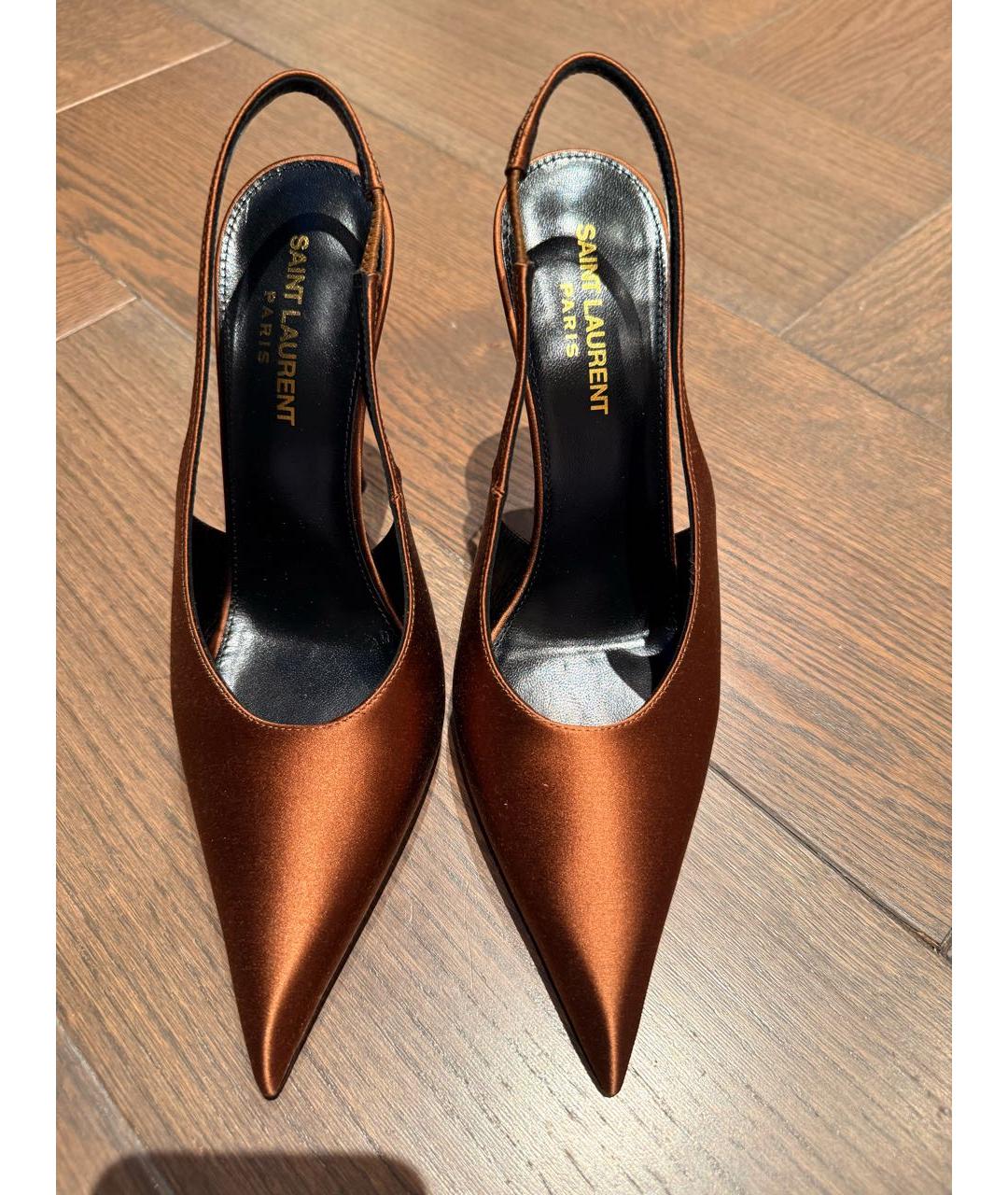 SAINT LAURENT Коричневые текстильные туфли, фото 3