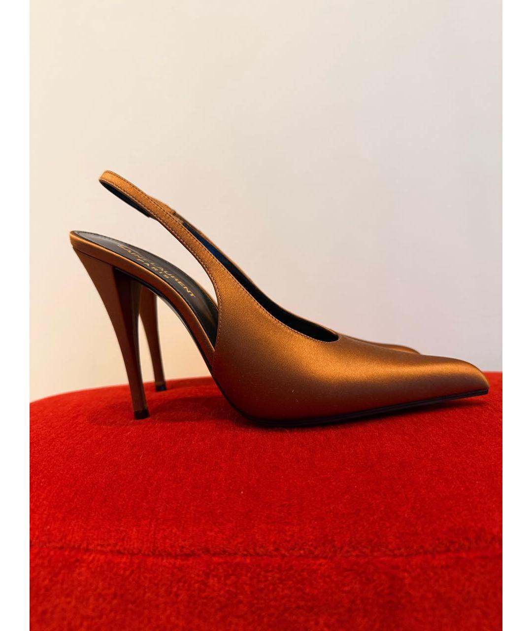 SAINT LAURENT Коричневые текстильные туфли, фото 8