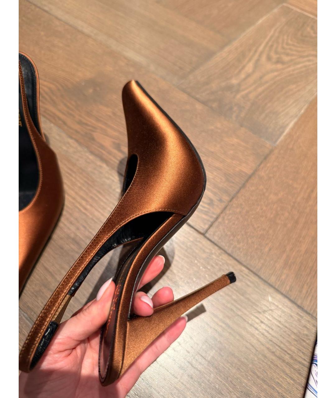 SAINT LAURENT Коричневые текстильные туфли, фото 5