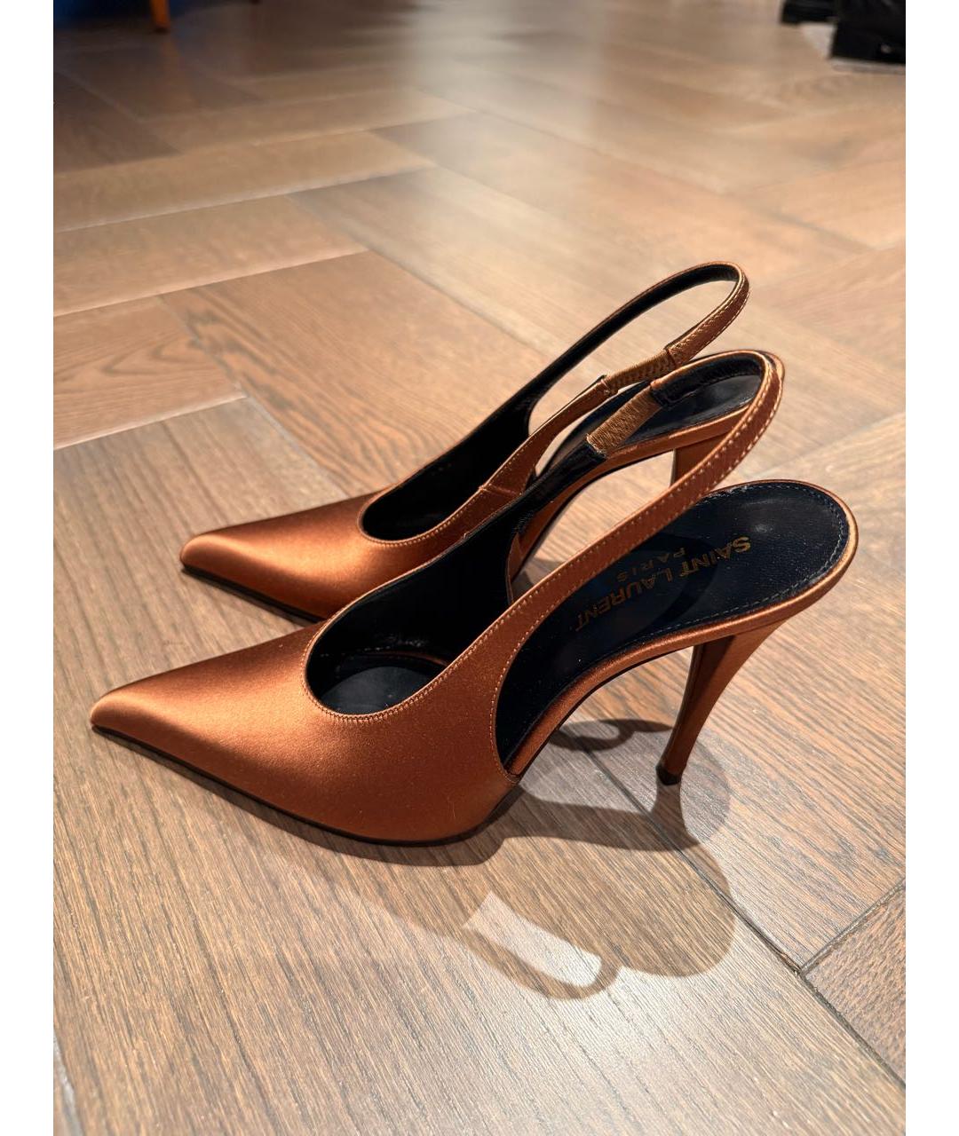 SAINT LAURENT Коричневые текстильные туфли, фото 2