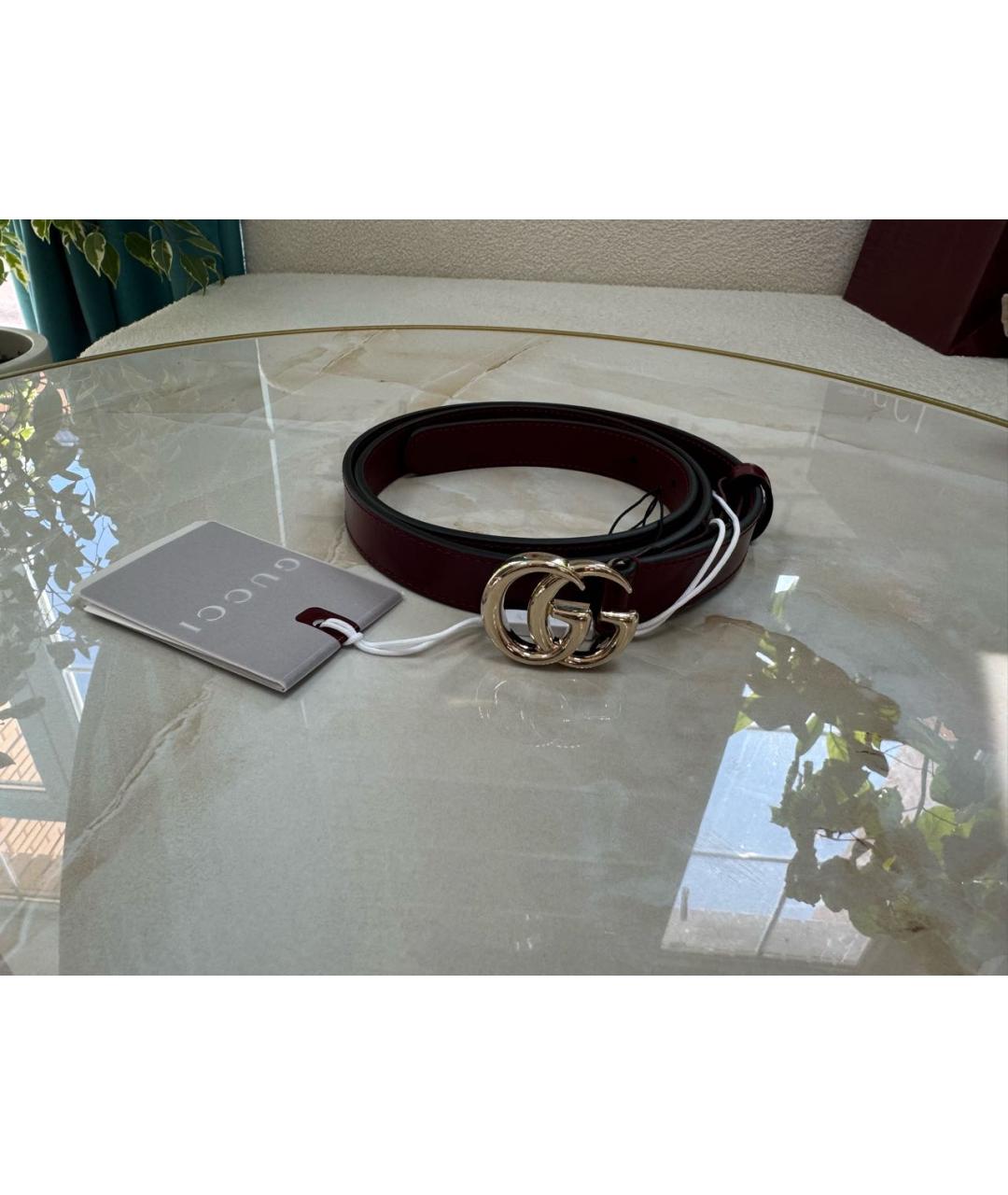 GUCCI Бордовый кожаный ремень, фото 5