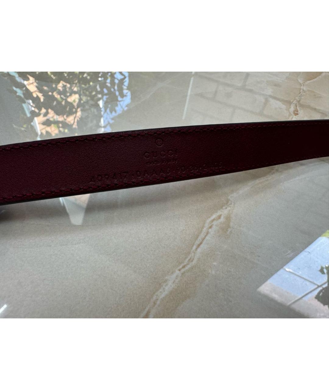 GUCCI Бордовый кожаный ремень, фото 3