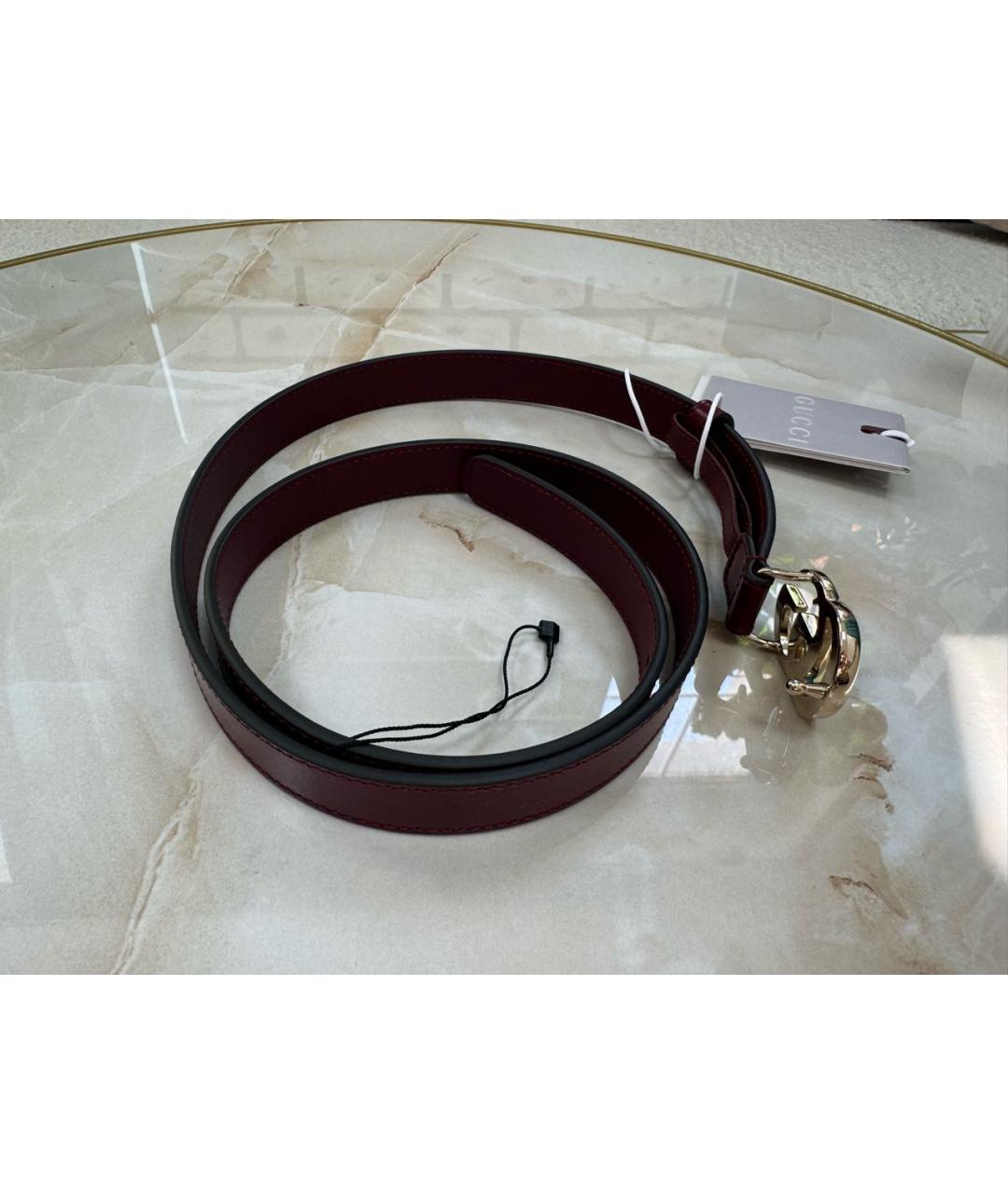 GUCCI Бордовый кожаный ремень, фото 4