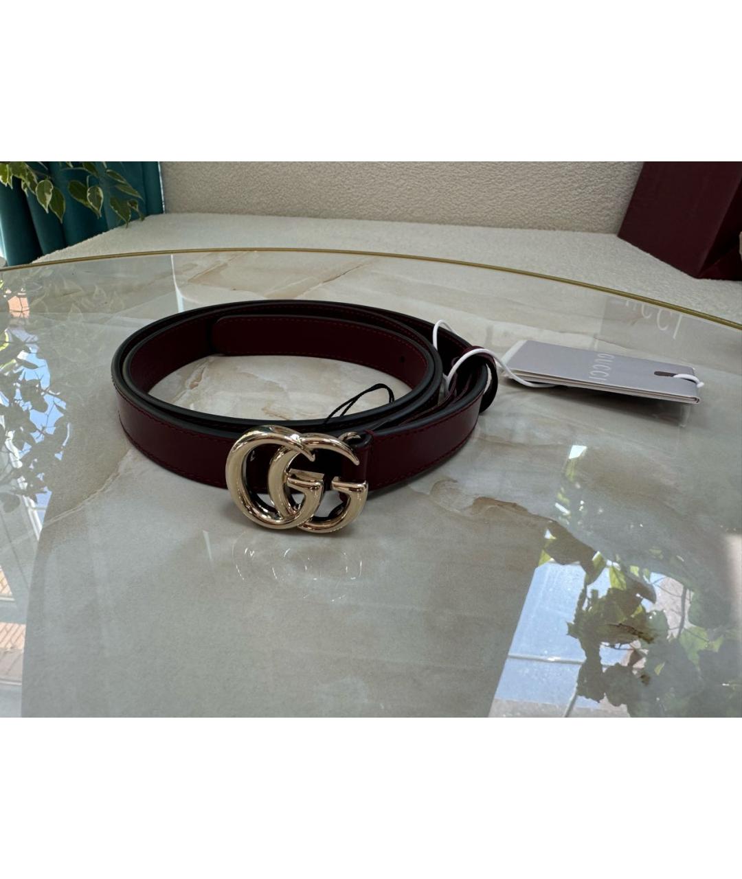 GUCCI Бордовый кожаный ремень, фото 8