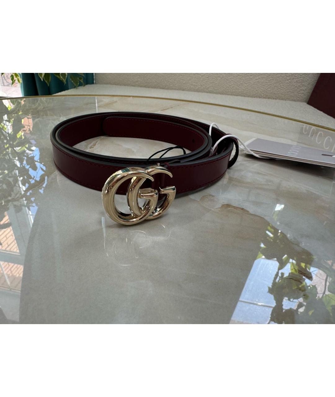 GUCCI Бордовый кожаный ремень, фото 2