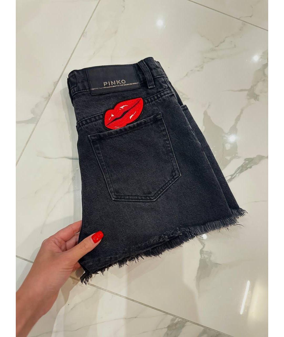 PINKO Черные деним шорты, фото 3