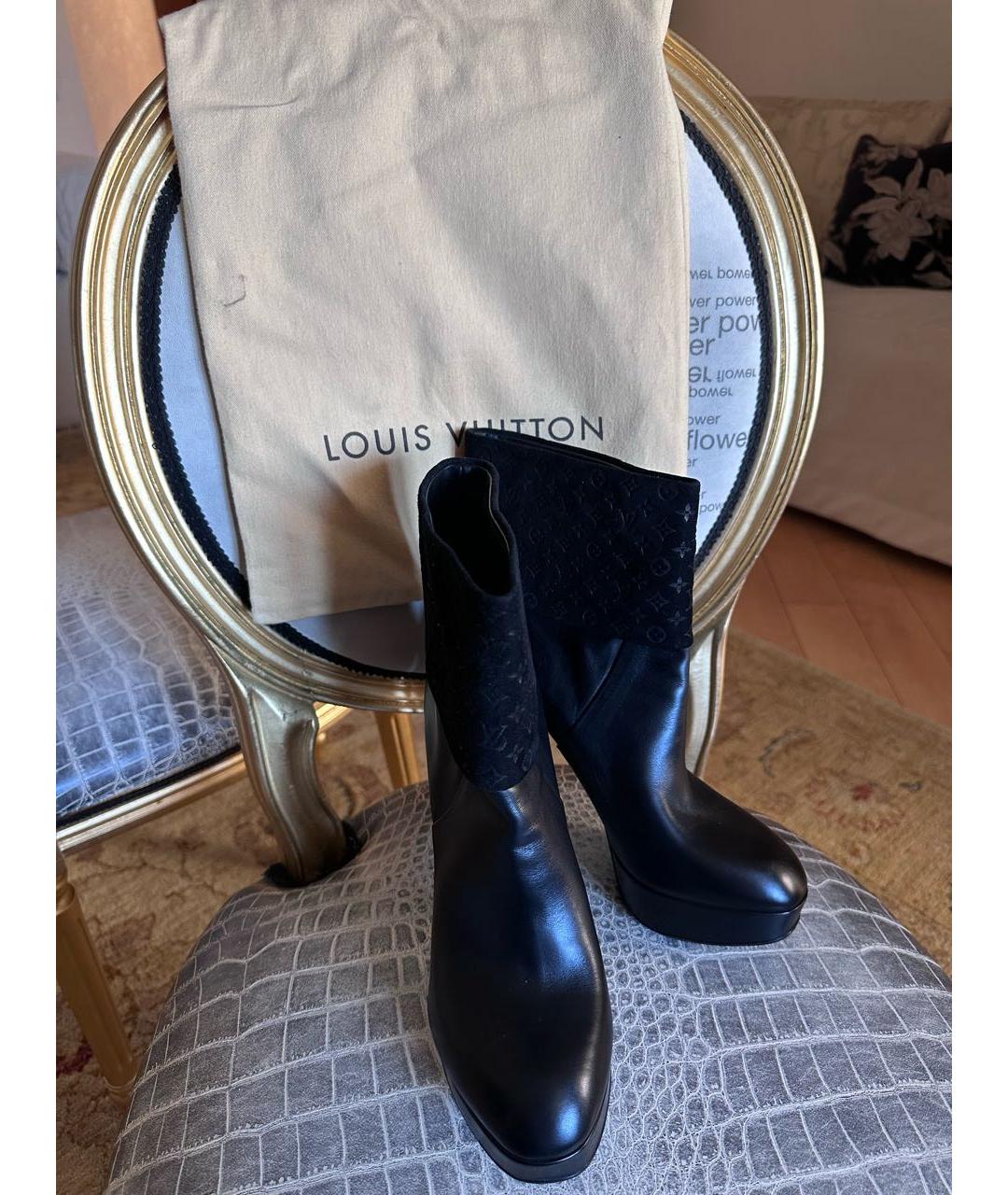 LOUIS VUITTON Черные кожаные ботильоны, фото 3