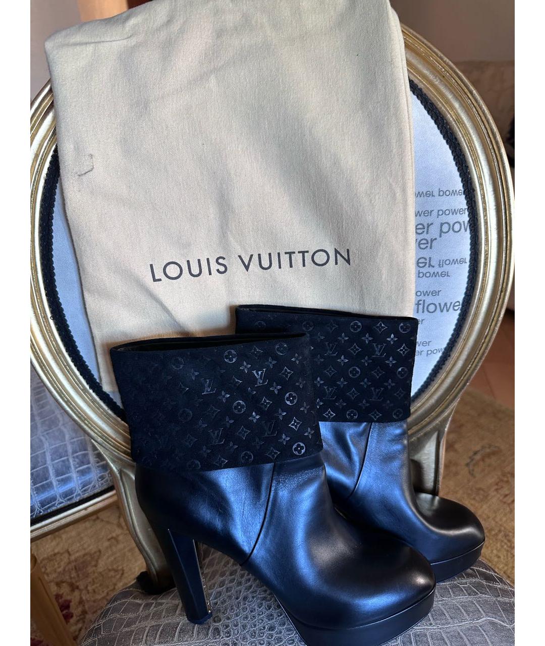 LOUIS VUITTON Черные кожаные ботильоны, фото 2