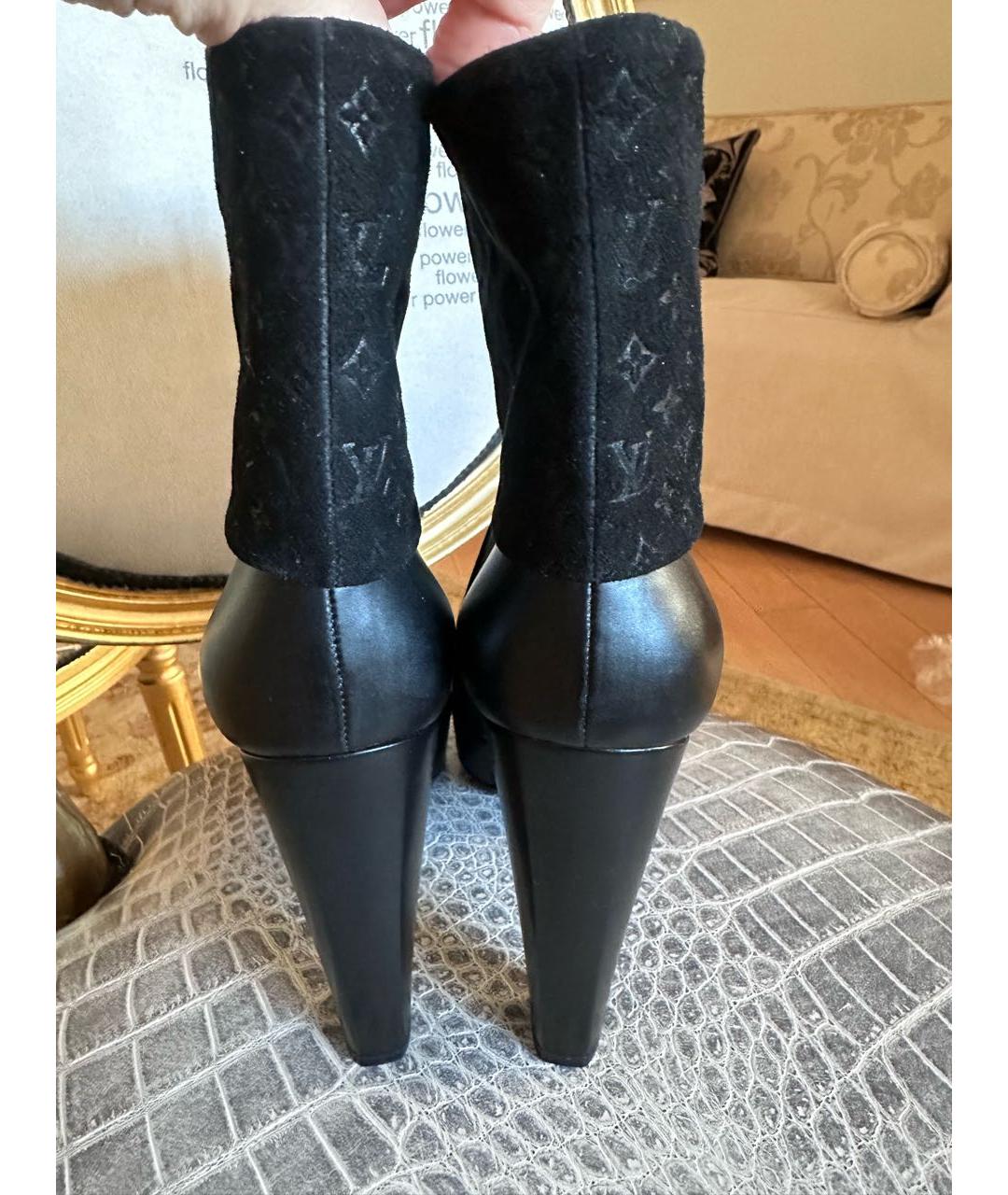 LOUIS VUITTON Черные кожаные ботильоны, фото 5