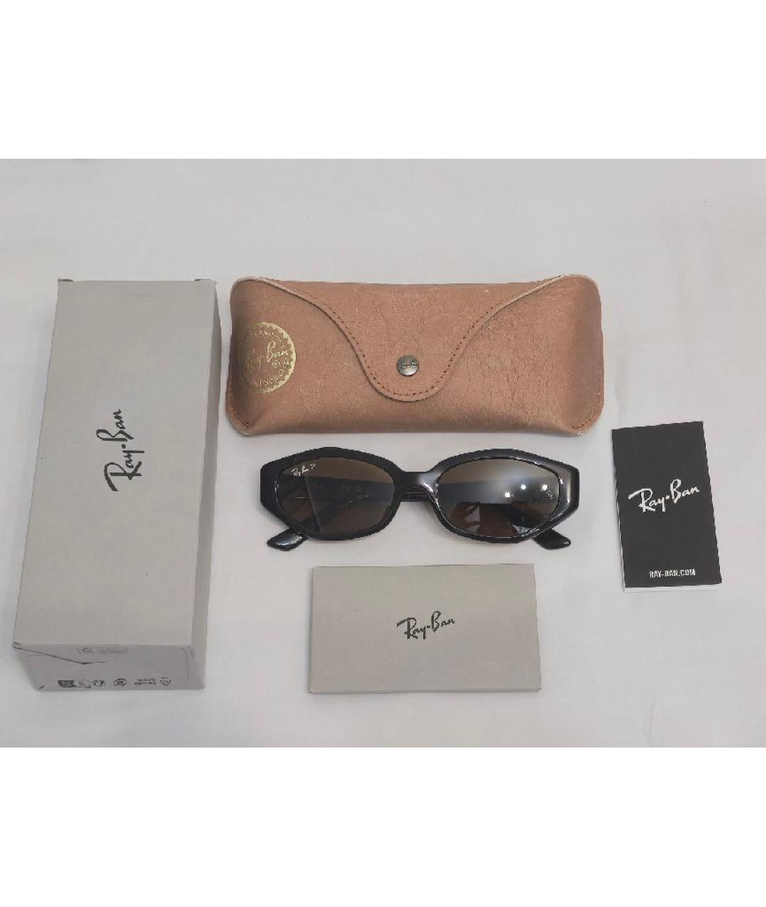 RAY BAN Коричневые пластиковые солнцезащитные очки, фото 5