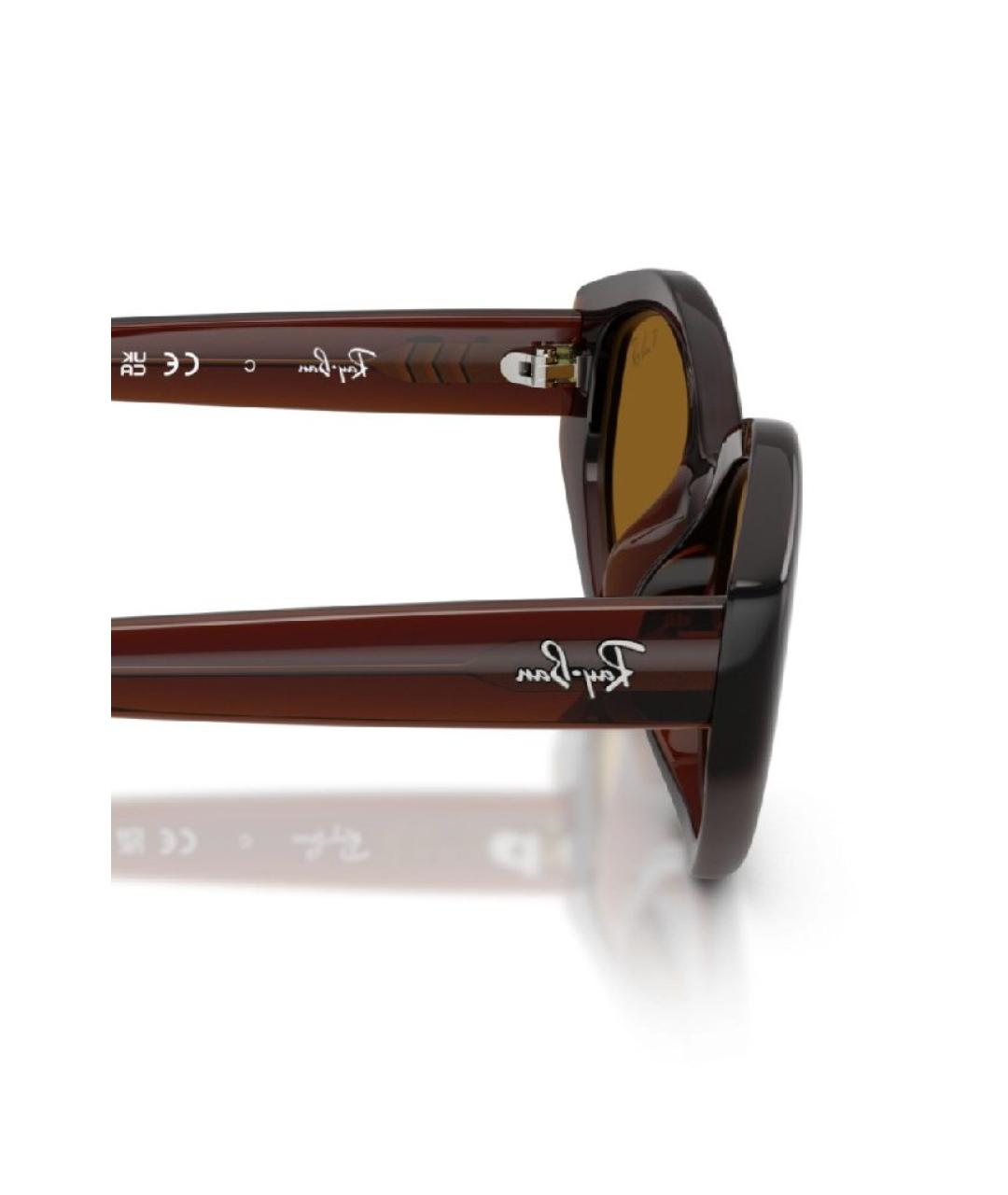 RAY BAN Коричневые пластиковые солнцезащитные очки, фото 3