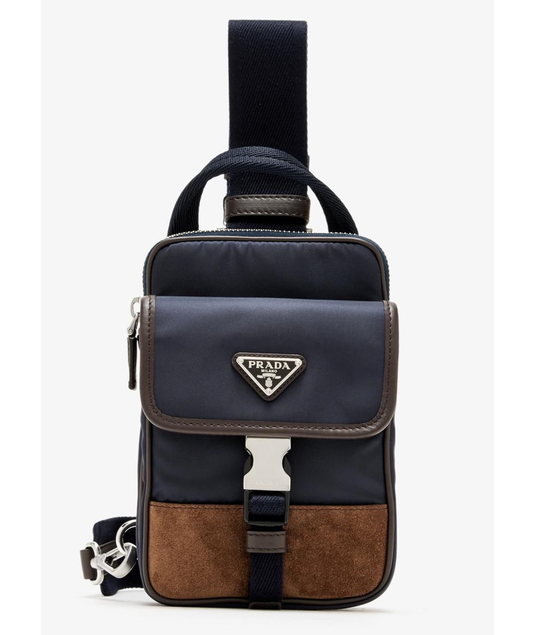 PRADA Темно-синяя тканевая сумка на плечо, фото 8