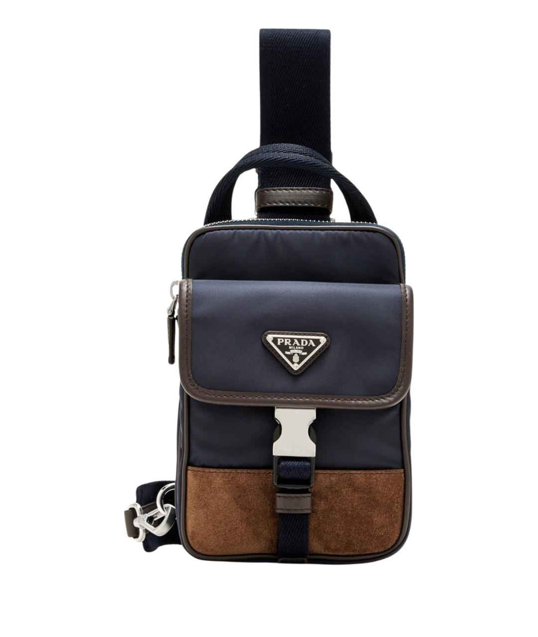 PRADA Темно-синяя тканевая сумка на плечо, фото 1