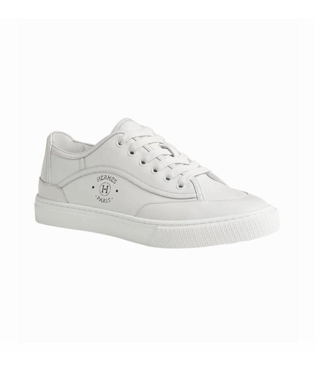 HERMES Белые кожаные кеды, фото 9