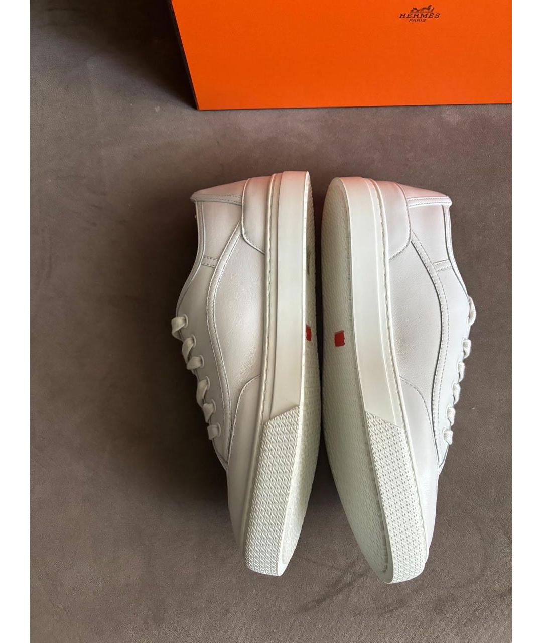 HERMES Белые кожаные кеды, фото 3