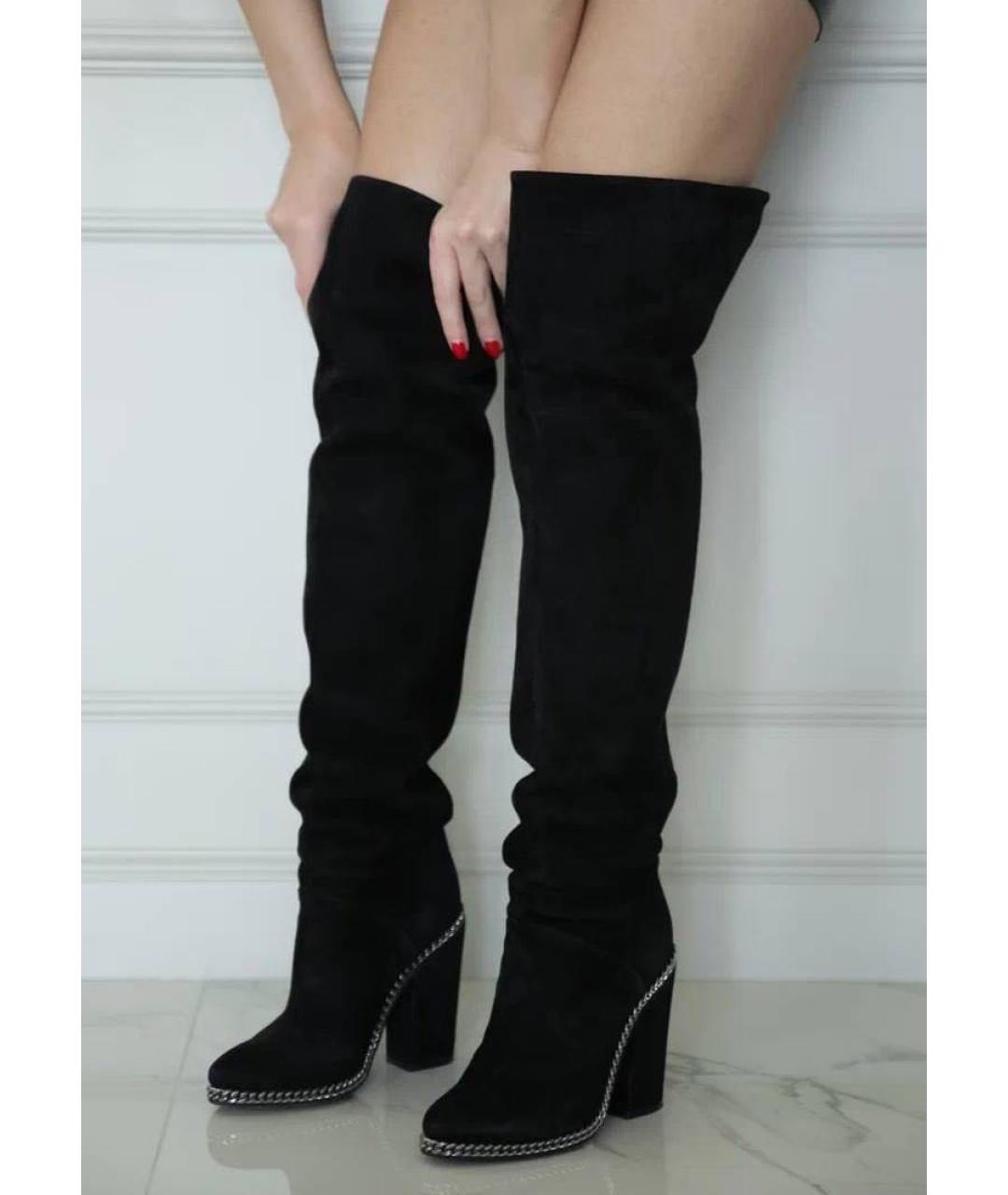 BALMAIN Черные замшевые ботфорты, фото 3