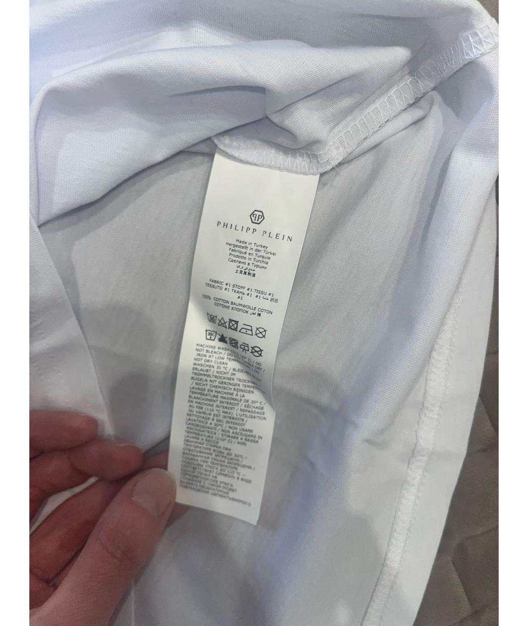 PHILIPP PLEIN Белая хлопковая футболка, фото 6
