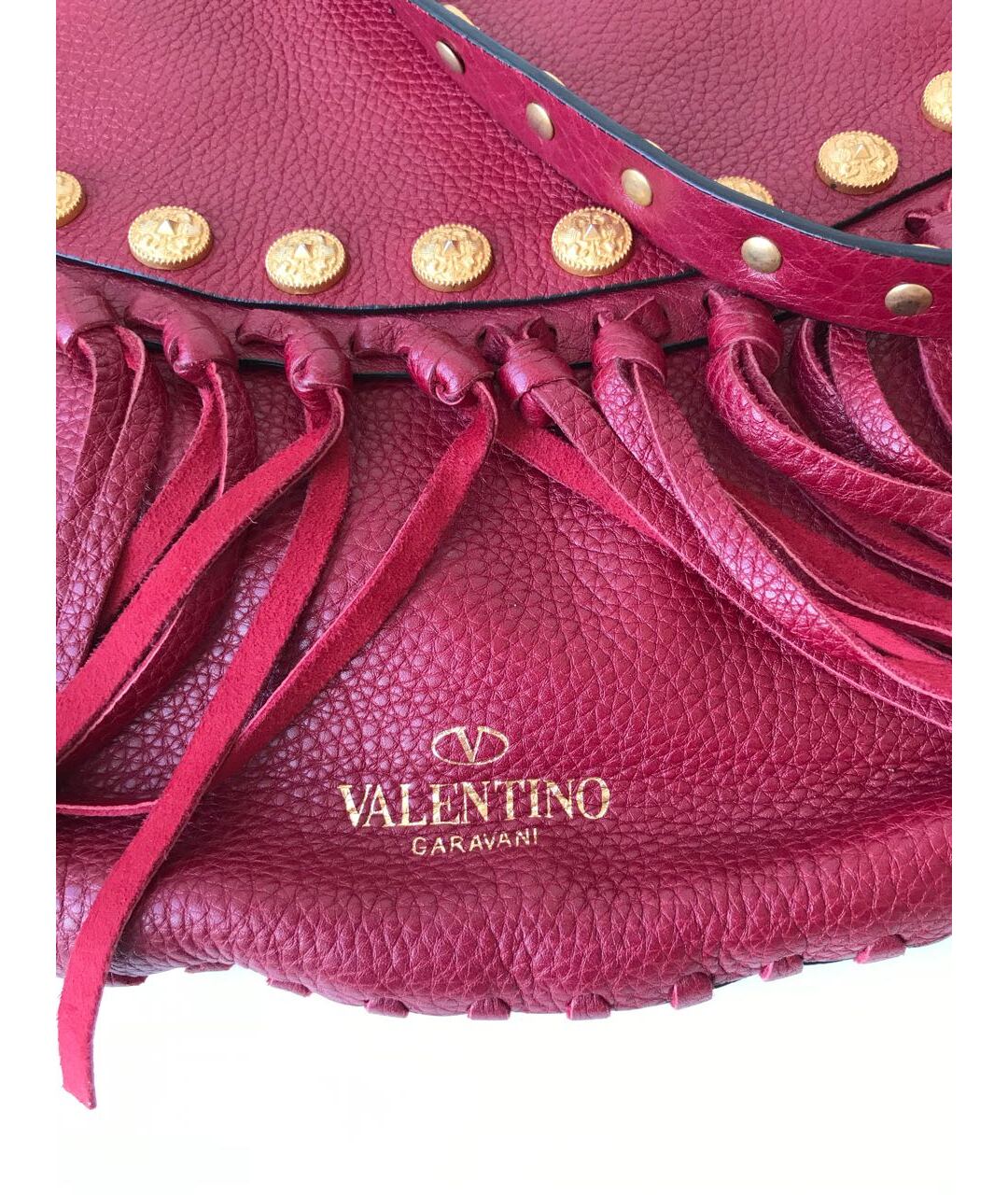 VALENTINO Бордовая кожаная сумка тоут, фото 3