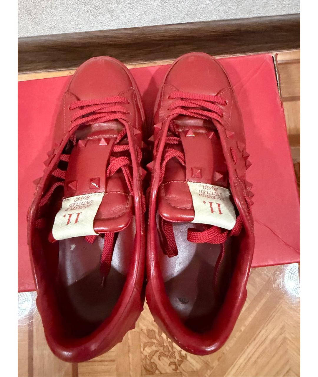 VALENTINO Красные кожаные кеды, фото 3